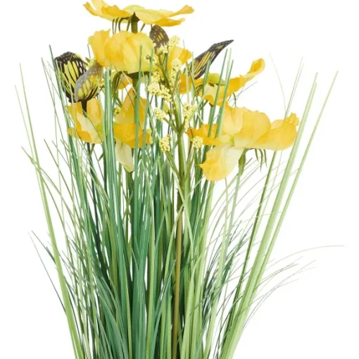 Merk Kunstplanten & -Bloemen>Kunstgrashalm Met Bloemen En Vlinders