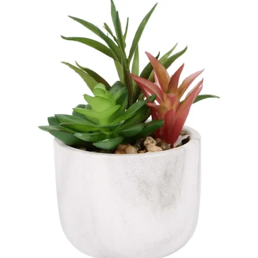 Merk Kunstplanten & -Bloemen>Kunstvetplant In Marmerlook Pot